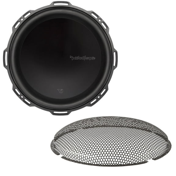 Rockford Fosgate T1D412 Power Series T1 12" Dual 4-Ohm Subwoofer and a T1SG-12 Stamped Mesh Grille
