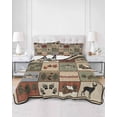 thumbnail image 2 of Quilts Twin Size Bedding Set, Farmhouse Buffalo Plaid Lightweight Quilted Comforter, Beige Cabin Elk Forest Soft Reversible Bedspread Coverlet with Pillow Covers for All Season, 68" x 86", 2 of 7