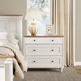 thumbnail image 2 of WAMPAT Set of 2 White Nightstand for Bedroom , Large Wood Bedside Table Night Stand with 3 Drawers, Wide Sofa Side End Table 3 Drawers Chest of Dresser for Living Room, 2 of 6