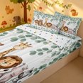 thumbnail image 3 of Manfei Jungle Giraffe Lion Zipper Twin Comforter Sets with Fitted Sheet and 2 Pillowcases, Waterclor Spring Leaf Zipper Bedding Set, White Green, Polkadot Reversible, 4pcs, 3 of 7
