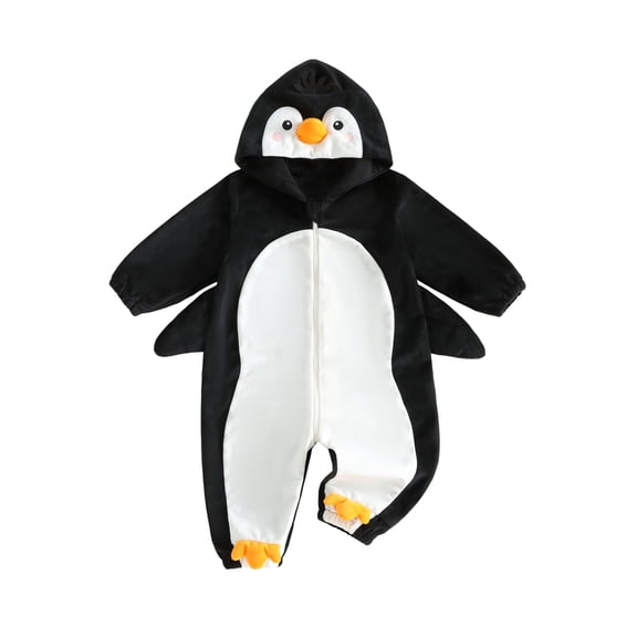 RUINIXCW Newborn Baby Girl Boy Halloween Penguin Costume Infant Halloween Animal Cosplay Outfit Fall Winter Winter Romper Long Sleeve Hooded Jumpsuit