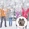 thumbnail image 3 of 1 Pair Winter Warm Gloves Cartoon Bird Riding Skiing Accessories Cat Print Knitted Glove Thermal Cold Protection Padded Windproof Patch Work Mittens Khaki, 3 of 6