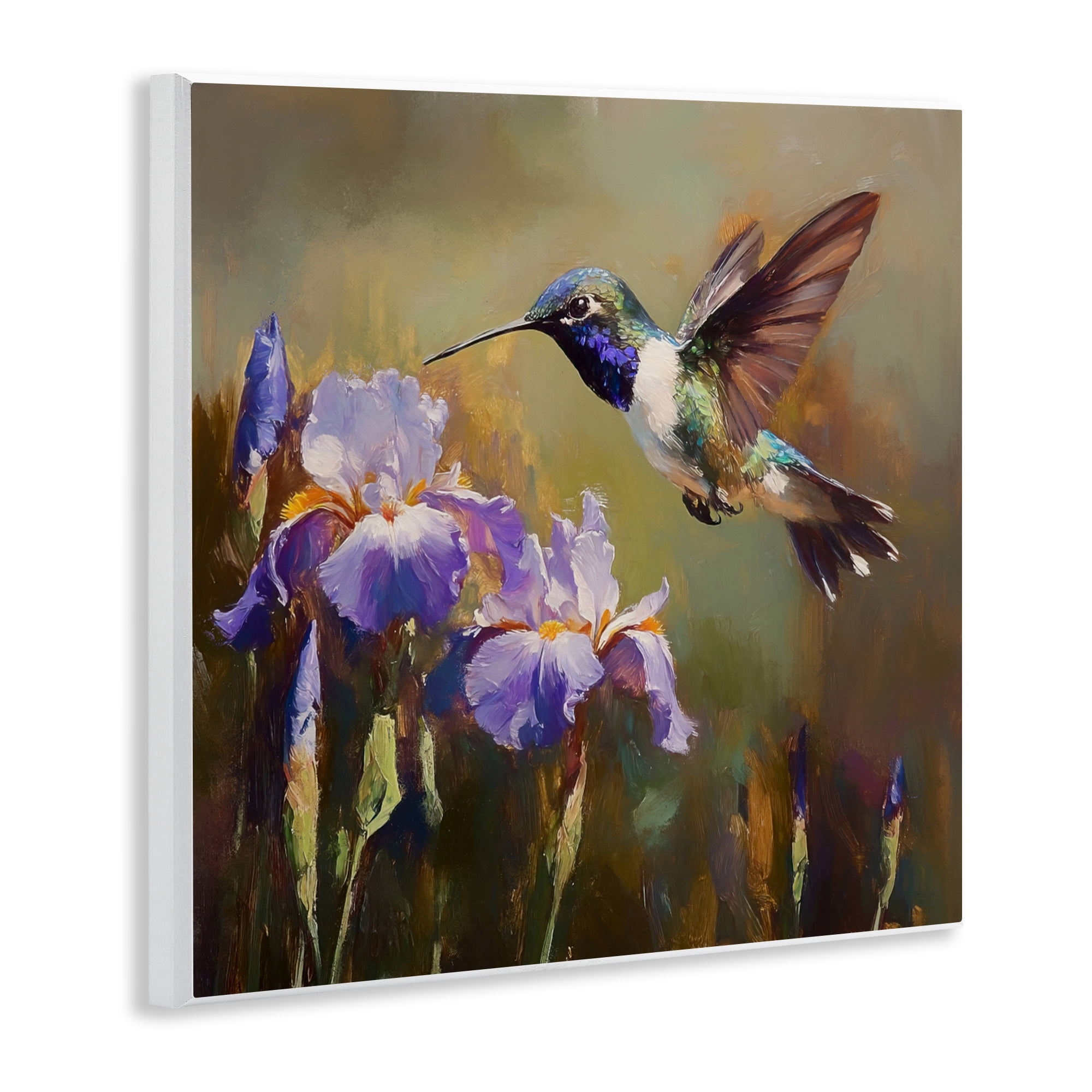 Stupell Industries Hummingbird & Purple Irises Wall Plaque Art, design by Tina LeCour