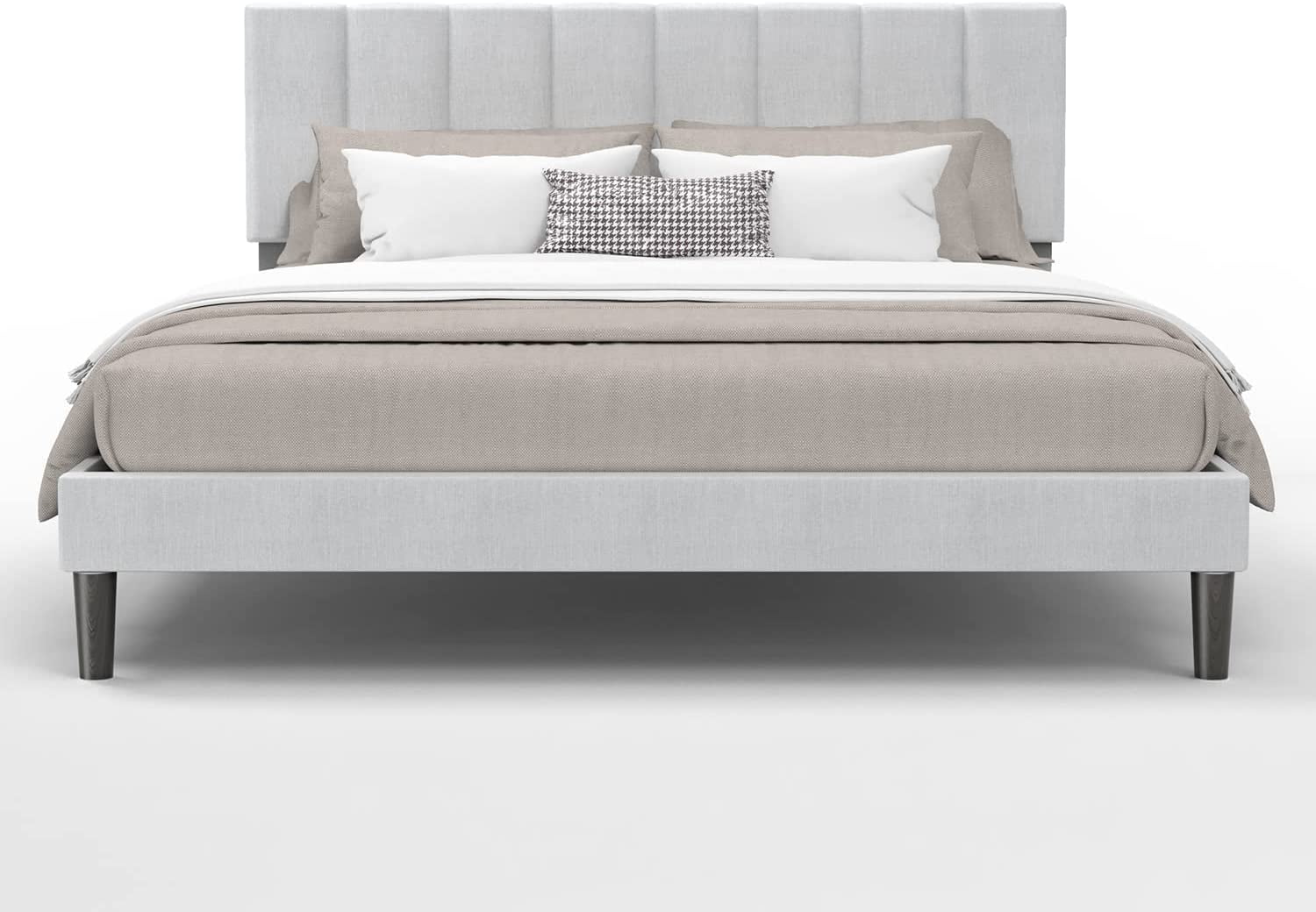 Bonsoir Queen Size Upholstered Low Profile Modern Platform Bed Frame Bonsoir Queen Size Upholstered Low Profile Modern Platform Bed Frame