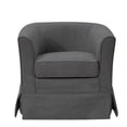 thumbnail image 3 of JERFIT Modern Gray Fabric Barrel Chair with Swivel Base for Living Room, Office, 3 of 5