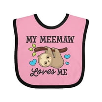 Inktastic My Meemaw Loves Me with Sloth and Hearts Boys or Girls Baby Bib