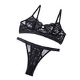 thumbnail image 4 of Encaje sexy conjunto de ropa interior sujetador ropa interior regalo para mujeres niñas, negro, L 2 piezas Methold XX000054-36, 4 of 7