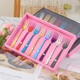 thumbnail image 4 of QIBORUN 18/10 Dinner Forks 5.5 inch Appetizers Desert Forks Finished Tasting Cocktail Mini Salad Fork Set Fruit Fork Children Fork 12 Pack, Mix Color, 4 of 8