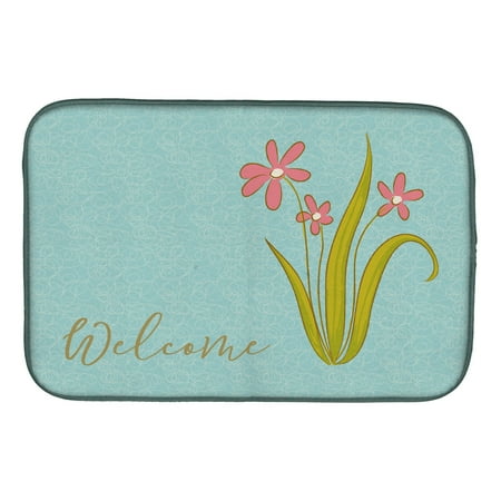 

Carolines Treasures BB8552DDM Flowers Welcome Dish Drying Mat 14 x 21 multicolor