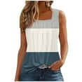 thumbnail image 2 of Wiyuqeen Plus Size Pleated Square Neck Tank Tops for Women Summer Casual Loose Fit Flowy Shirts Trendy Color Block Sleeveless Blouses Tops, 2 of 4