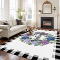 thumbnail image 4 of Rectangle Rug 6x9ft Area Rug, Summer Hydrangea Leaf Area Rugs for Living Room Bedroom, Purple Blue Flower Buffalo Check Floor Mat Non-Slip Non-Shedding Carpet Indoor Accent Rugs, 4 of 9