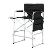 Ktaxon Folding Director Chair Oversize Seat with Side Table Black