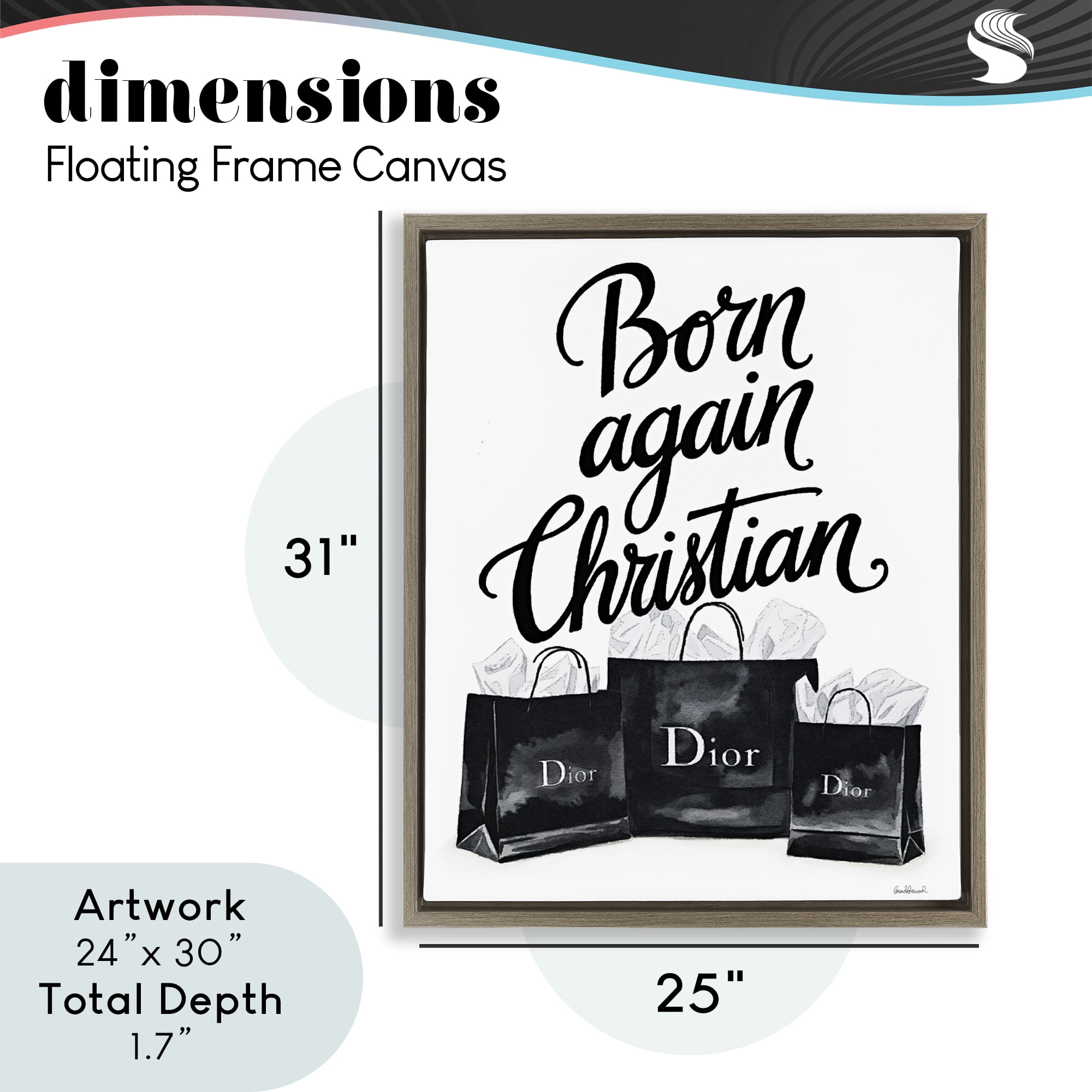 Shopping Born Again Christian Brown Framed Floater Canvas Wall Art, design by Amanda Greenwood