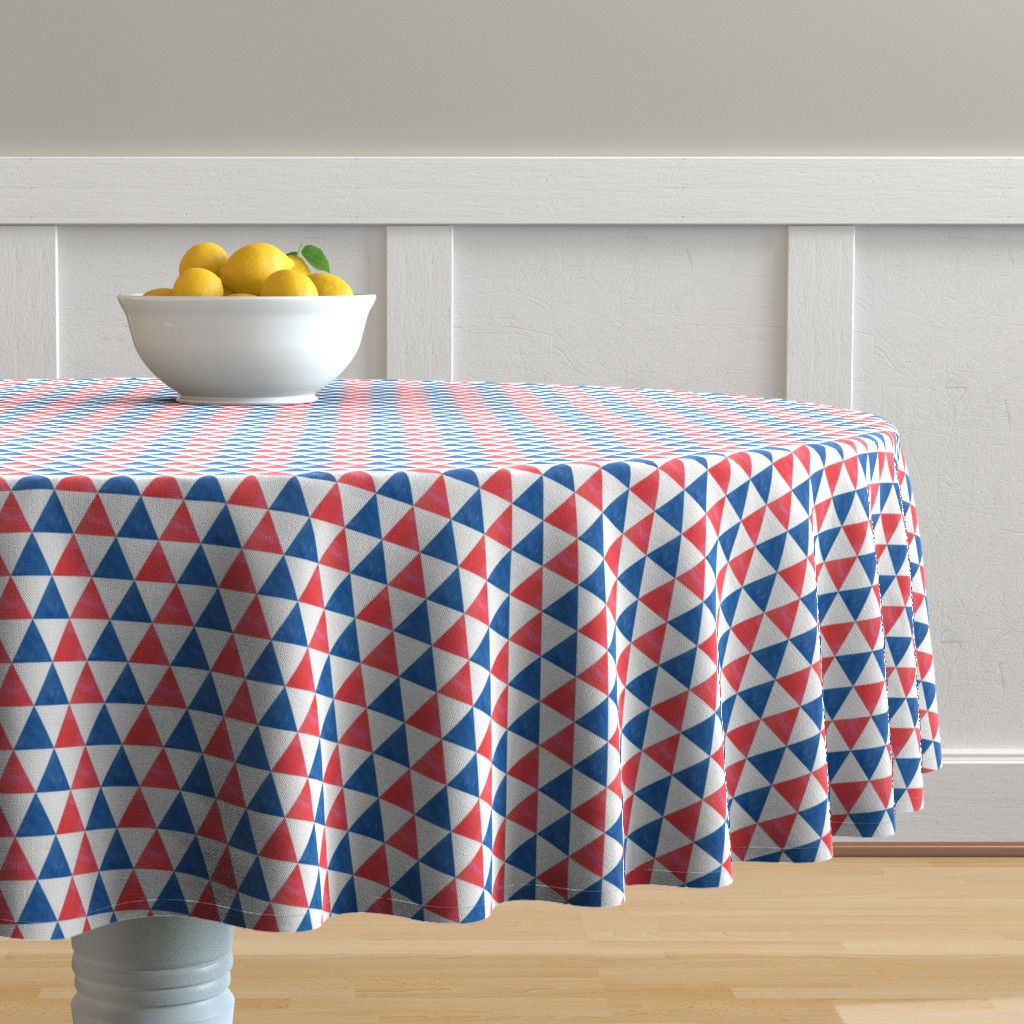 Round Tablecloth Red White And Blue Triangles 4Th Of July Geo Cotton Sateen - Walmart.com 