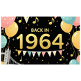 thumbnail image 1 of Bannière à Thème Vintage avec Ballons Design 1964 Disques Notes de Musique Fond, Décorations de Fête, Fête Rétro, Fête d'Anniversaire, Toile de Fond Photo, Décoration d'Événement, 1 of 4