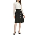 thumbnail image 2 of MODA NOVA Juniors Elegant Button Front Slit Hem Plaid Tweed Midi Skirt, 2 of 5