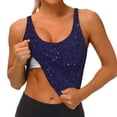 thumbnail image 3 of Fotbe Glittering Purple Starfield Sujetador Deportivo Largo sin Aros para Mujer con Almohadillas y Soporte Medio, Transpirable y Absorbente, Camiseta Tipo Chaleco o Tank Top-Small, 3 of 8