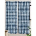 thumbnail image 5 of Blue Plaid Living Room Curtains 2 Panel, Modern Simple Watercolor Buffalo Lattice Cafe Window Treatment, Extra Long Farmhouse Bedroom Bathroom Kitchen Curtains Drapes 104"x72", 5 of 6