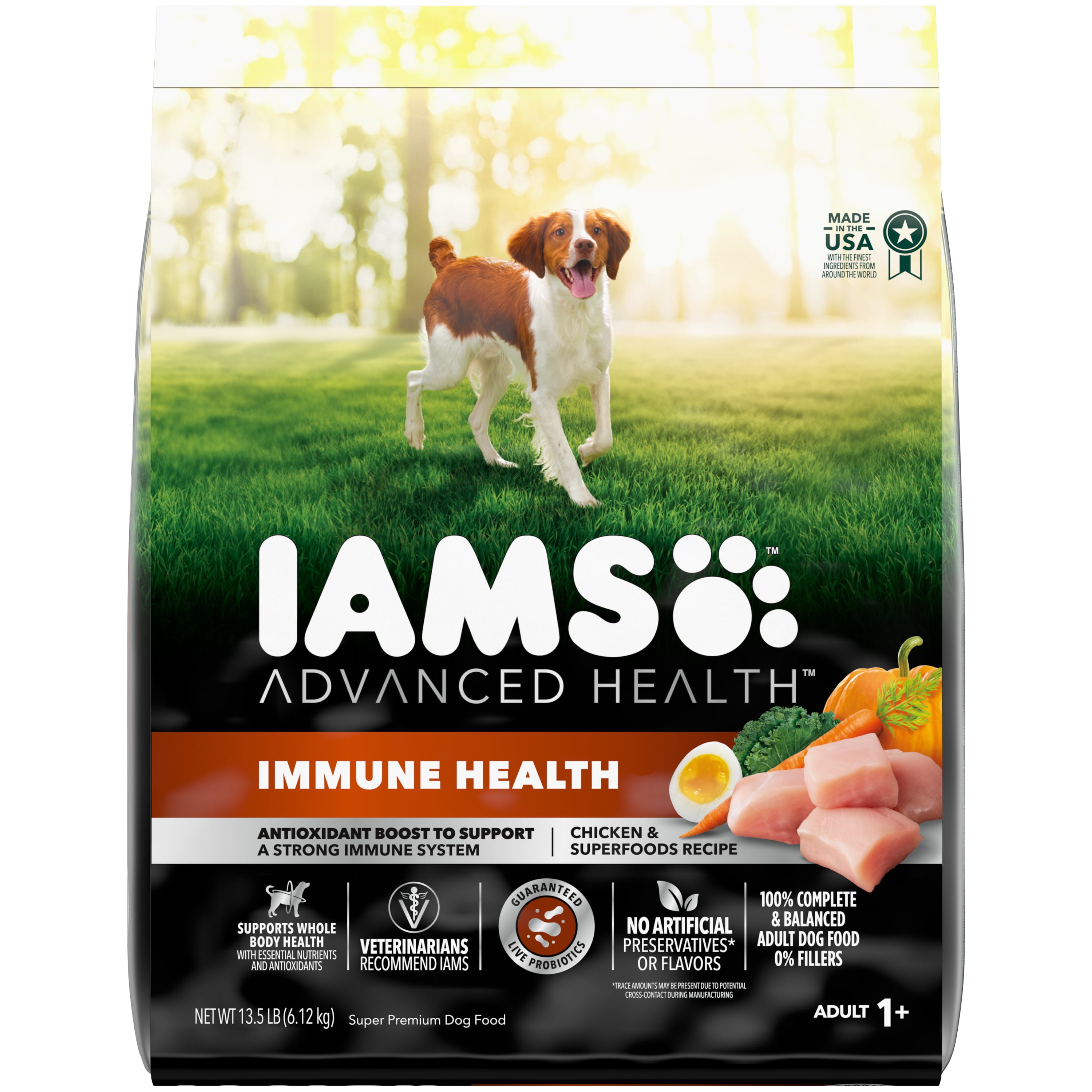 IAMS Advanced Health IMMUNE HEALTH Chicken & Superfoods Flavor Dry Dog Food for Adult Dogs, 13.5 lb. Bag