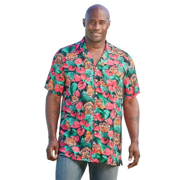 Men's Big & Tall Tropical Rayon Short-Sleeve Shirt