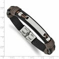 thumbnail image 3 of Stainless Steel Polished Black And Brown Leather 8.25In Bracelet (8.25 X 10.1) Made In China -Jewelry By Sweet Pea, 3 of 6