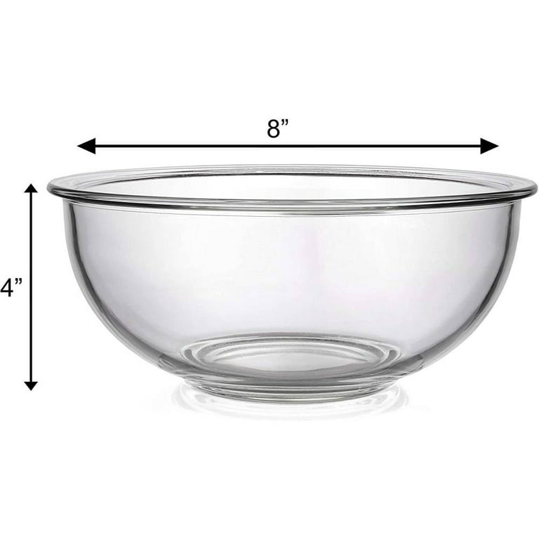 Bovado USA Glass Bowl for Storage, Mixing, Serving - Clear, Dishwasher, Freezer & Oven Safe Glass, Easy-Clean, 2.5 qt