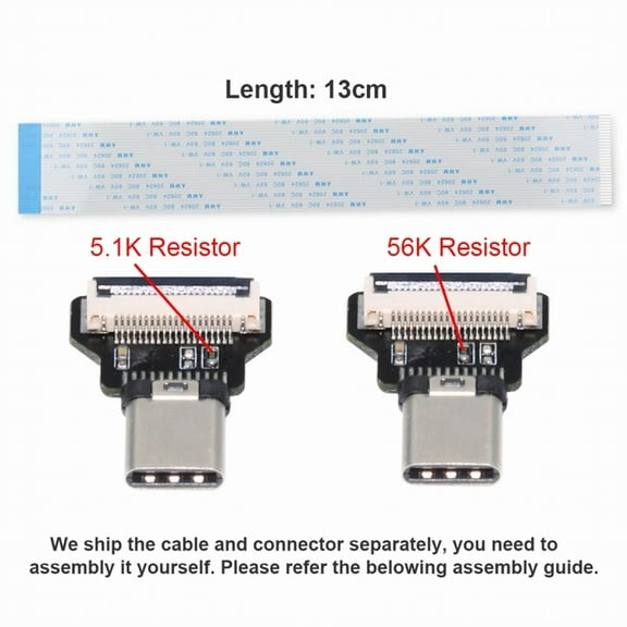 Chenyang OTG USB-C Type-C Male Host to Type-C Male Target Data Flat Slim FPC Cable 13cm for FPV Disk Phone Laptop