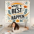 thumbnail image 3 of What's the Best That Could Happen Motivational Tapestry Wall Hanging, Floral Positive Affirmations Inspirational Quote Wall Blanket Decor for Kitchen Home Bar, 50x60 Inch, 3 of 6