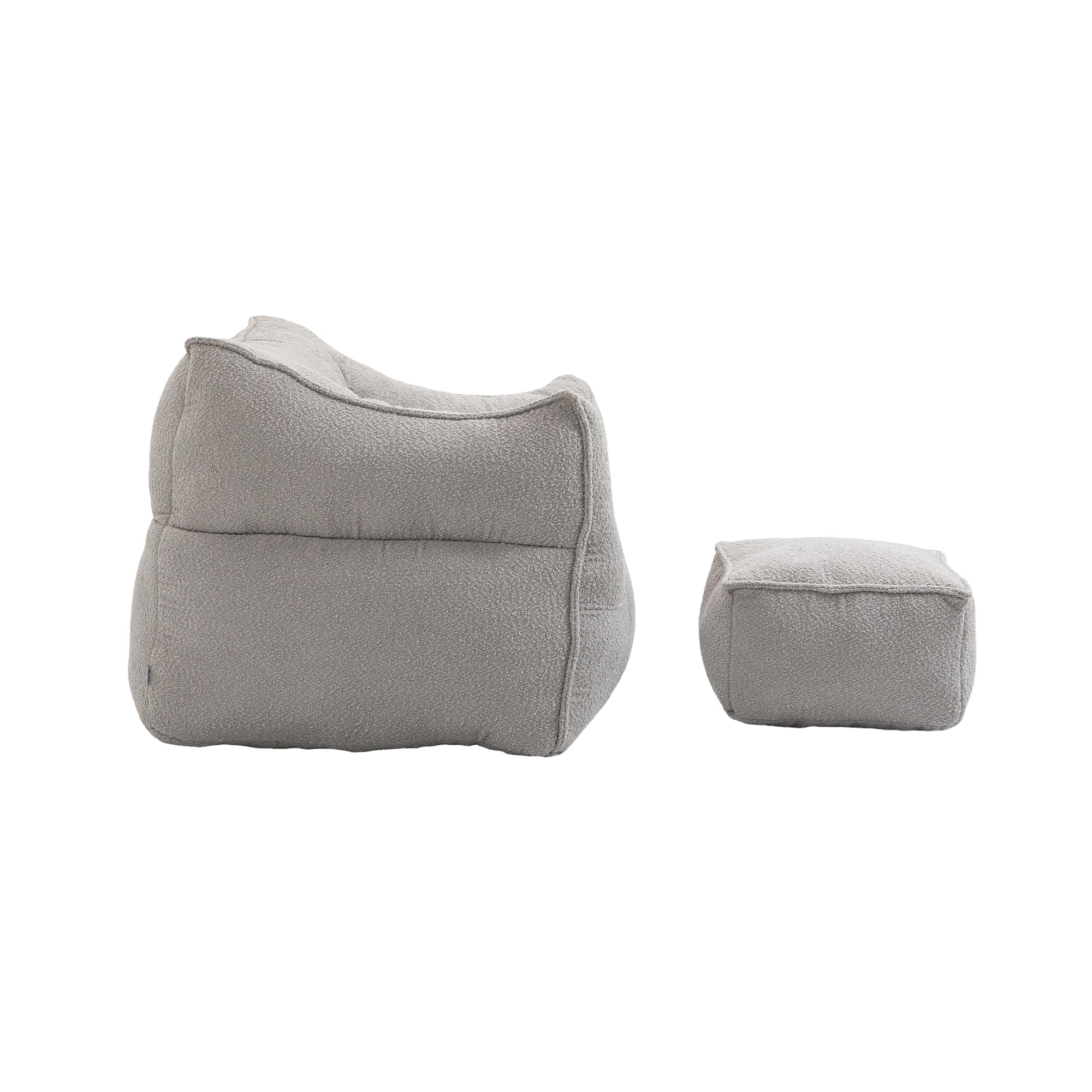 Aukfa Bean Bag Chair with Ottoman,Floor Lazy Sofa,Gray