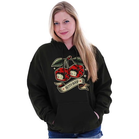 Retro Betty Boop Cherry Dice Tattoo Women Plus Size Hoodie Brisco Brands 2X