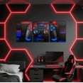 thumbnail image 3 of Erosebridal Red Blue Gaming Canvas Wall Art Living Room, Teens Gamepad Print Framed Wall Art Set of 3, Futuristic Cubes Bedroom Decor, 3 of 5
