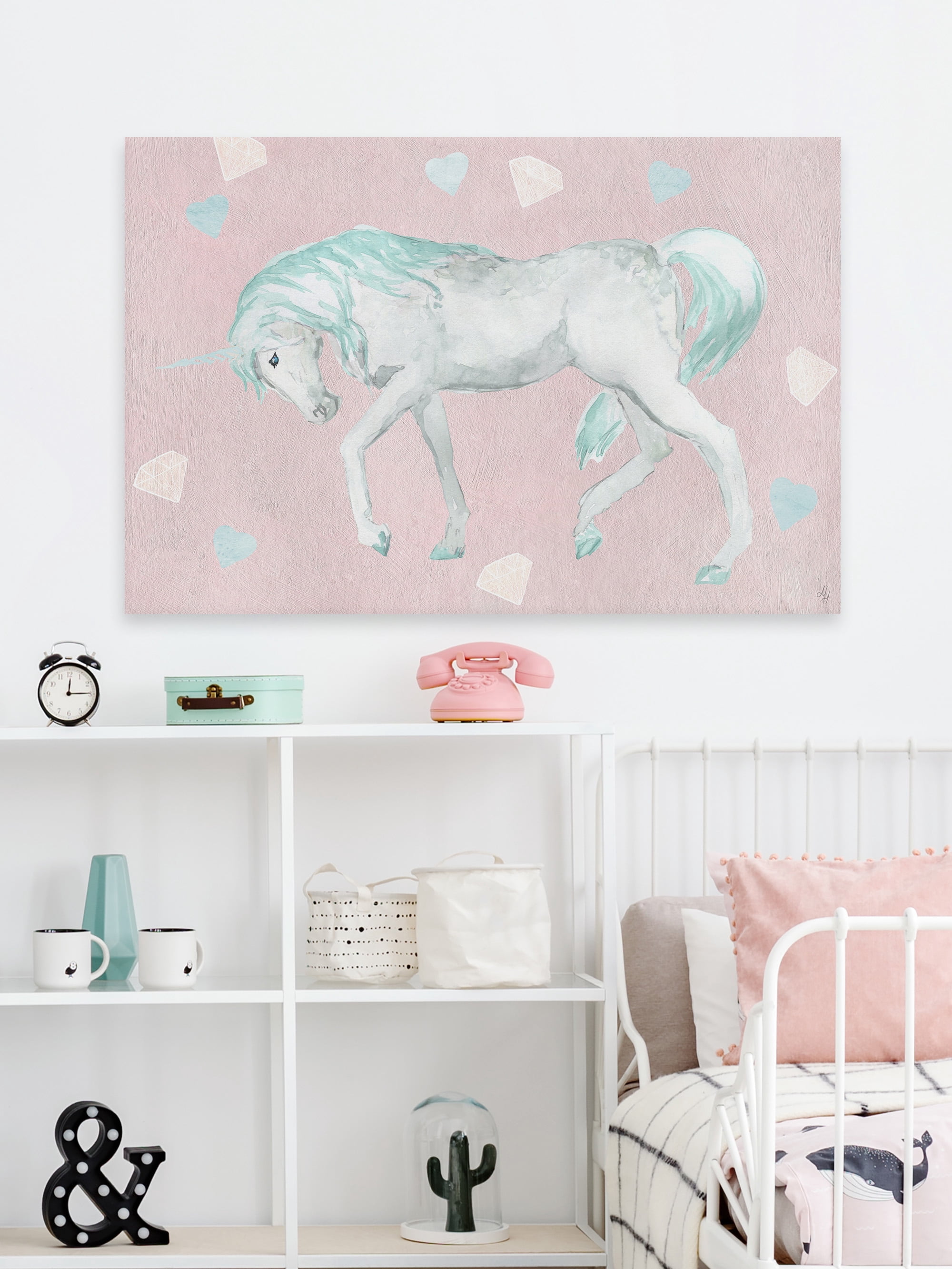 Marmont Hill Green Pastel Unicorn Canvas Wall Art