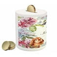 thumbnail image 2 of Spring Piggy Bank, Hyacintha Flowers Rabbits Orchid Butterfly Leaves Botany Bouquet Watercolor Art, Ceramic Coin Bank Money Box for Cash Saving, 3.6" X 3.2", Multicolor, by Ambesonne, 2 of 4