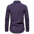 thumbnail image 4 of WTOBBY Men's Corduroy Long Sleeve Shirt Casual Loose Fit Striped Lapel Collar Button Front Fall Winter Thermal Pocket Top for Business Casual Outfit,Purple 2XL, 4 of 4