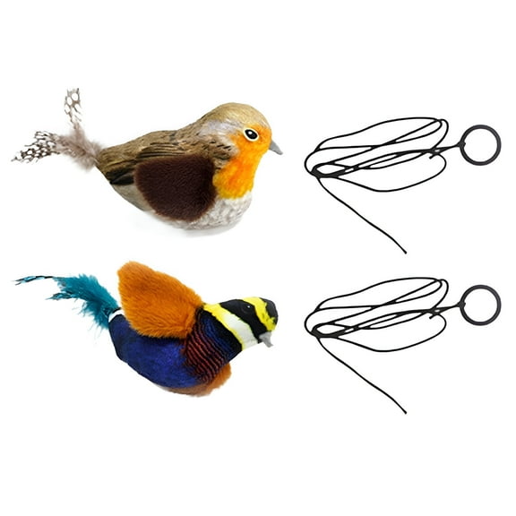 BESTSKY 2Pcs Flapping Bird Cat Toy,Cat Hunting Simulation Cat Bird Toy Flapping,Realistic Sound Play Bird Cat Toy,Gray&Multicolor