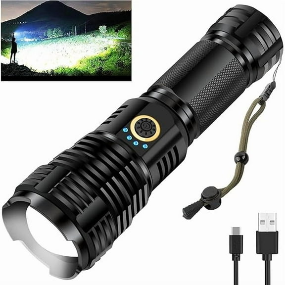 ZCLED Rechargeable Flashlights High Lumens, 150000 Lumens Super Bright 5 Modes Zoomable & IPX7 Waterproof & Type-C Charging Flashlight, Powerful Handheld Flashlight for Camping Emergencies