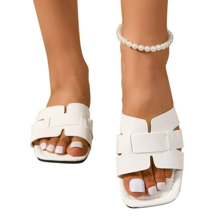 

Summer Sandals For Women 2024 Clearance Fashion Ladies Slippers Rectangular Toe