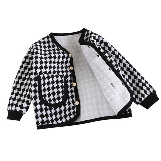 Girls Kids Spring Long Sleeve Plaid Jacket Cardigan Button Down Coat Outwear With Pocket Clothes