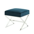 thumbnail image 3 of HomeRoots 487857 18 x 18 x 18 in. Navy Blue Velvet & Silver Ottoman, 3 of 3