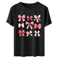 thumbnail image 4 of T Shirts for Women Ohufall Womens Tops Short Sleeve Bow Printed Valentines Shirts Summer Graphic Crewneck T-Shirts Basic Tees, 4 of 5