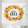 thumbnail image 1 of Maple Leaf Tapestry, Hello Fall Lettering Hand Drawn Autumn Season Wreath Leaves Nature Illustration, Fabric Wall Hanging Decor for Bedroom Living Room Dorm, 5 Sizes, Multicolor, by Ambesonne, 1 of 1