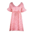 thumbnail image 4 of Ichuanyi Women V-neck Printing Flare Sleeves leisure Time On Vacation Short Sleeves Dress, 4 of 6