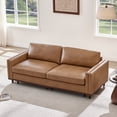 thumbnail image 2 of ReNest Oversized 2-Piece Modular Sofa with Solid Wood Base, Faux Leather, Feather-Blend Cushions, Camel, 83''W, 2 of 13