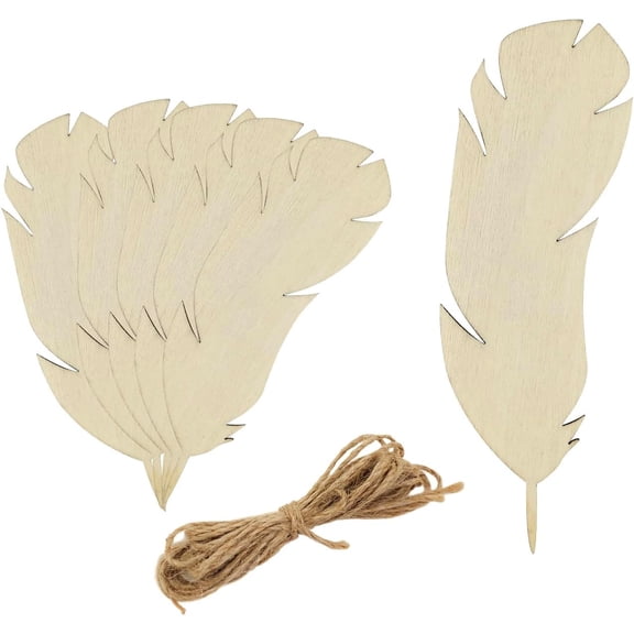 30 Pack 4 Inch Wood Feather Cutouts Unfinished Wooden Feather Hanging Ornaments DIY Feather Craft Gift Tags for Home Party Decoration Craft Project