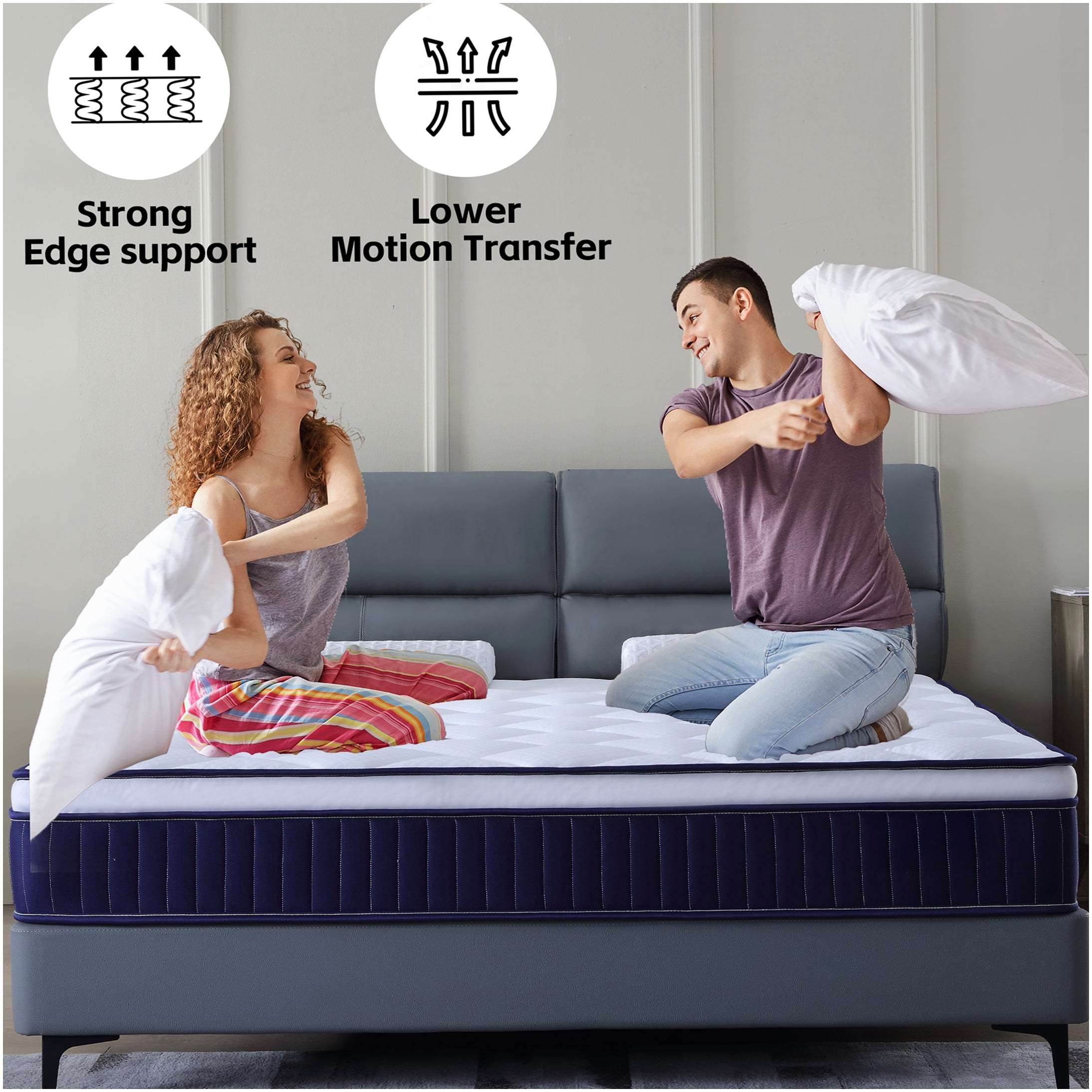 King Size Mattress in a Box, 10 Inch Hybrid Gel Memory Foam and Pocket Springs, Medium Firm, CertiPUR-US Certified, Fiberglass Free, Motion Isolation, Breathable Cover