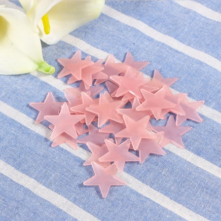 HEMOTON Pink Acrylic Stars Glow in the Dark Wall Decals for Kids Bedroom Decor Easy to Apply and Remove 100pcs