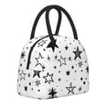 thumbnail image 2 of YFYANG Portable Waterproof Insulated Lunch Bag, Cartoon Star Doodle Reusable Cooler Bag / Picnic Bag for Adults Teens, 2 of 9