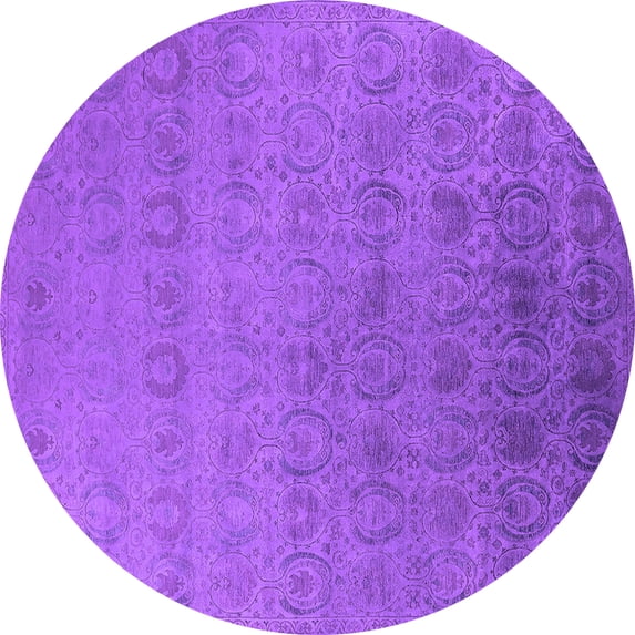 Ahgly Company Indoor Round Oriental Purple Industrial Area Rugs, 3' Round