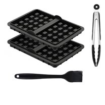 BinKFF Silicone Waffle Mold, Cavities Waffle Baking Mold Set, Silicone Square Baking Tray, for Cakes Crafts & Soaps Non Stick High Temp Resistant Durable Reusable & Dishwasher Safe