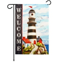 G128 Welcome Lighthouse Beach Garden Flag 12x18 In Double Sided Summer Yard Garden Lawn Decoration